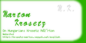 marton krosetz business card